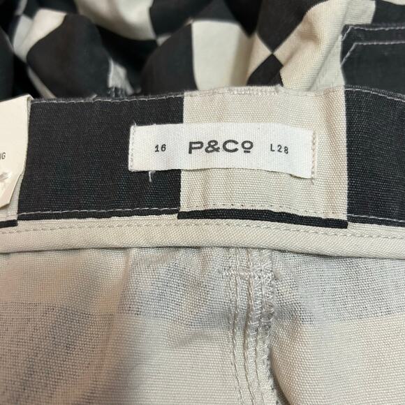 P&Co Black White Checkerboard Service Fatigue 304 Cargo Pants Womens Size 16 - Picture 2 of 8
